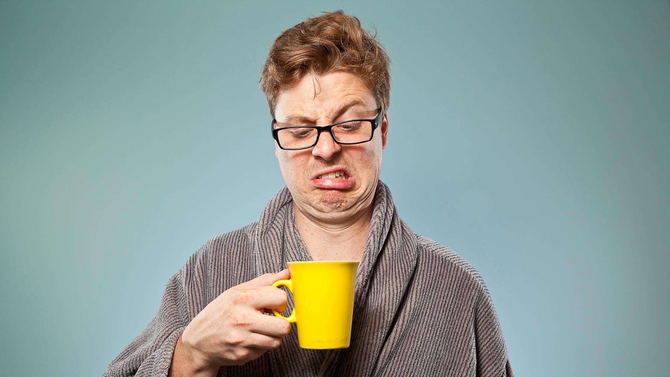 Person drinking bad coffee