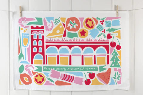 Printed organic cotton tea towels for Christmas and events