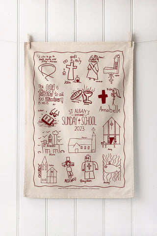 Custom printed tea towels for churches and charities