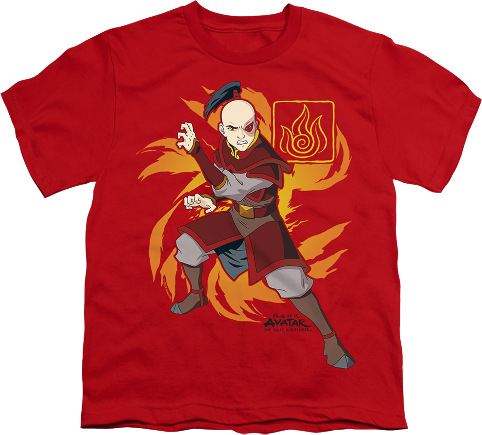 Youth Zuko Flame Burst Avatar The Last Airbender Shirt