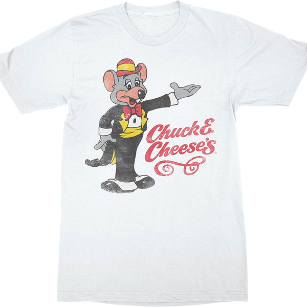 White Distressed Chuck E Cheeses T Shirt