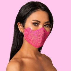 Debbie Carroll Hot Pink Chantilly Lace Designer Face Mask
