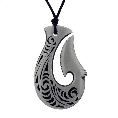 Fish Tales FISH HOOK Fisherman Realistic Deep Sea Fishing Hook Double Sided  Solid Hand Cast Pewter Pendant on Adjustable Cord Necklace -  New  Zealand