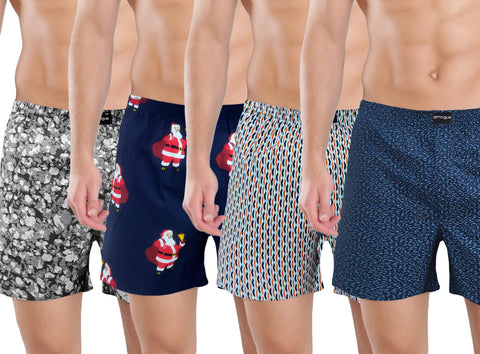 Black Navy Lining Navy Printed Funky Boxers Combo