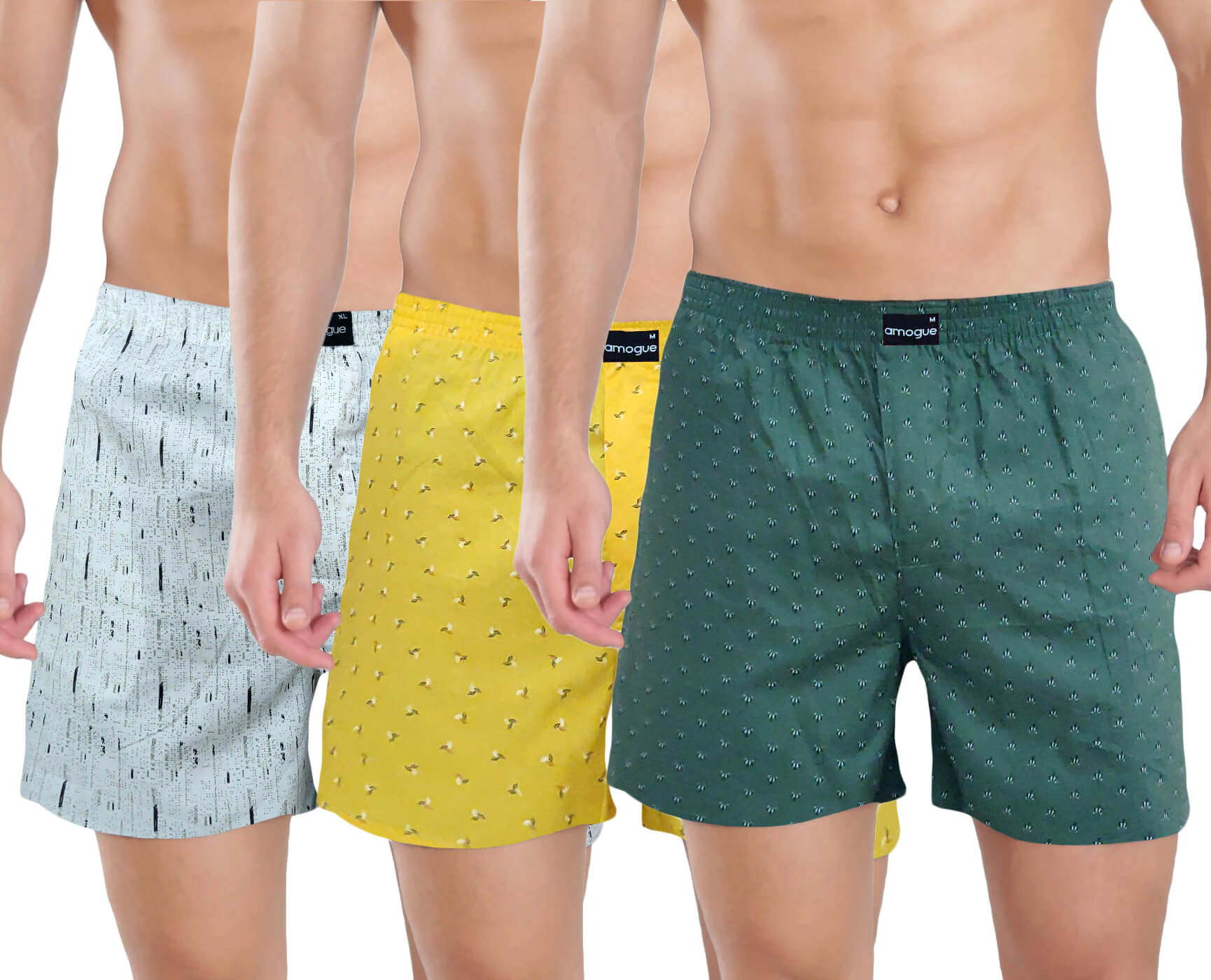 Cream Yellow Green Premium Printed Boxers | Amogue