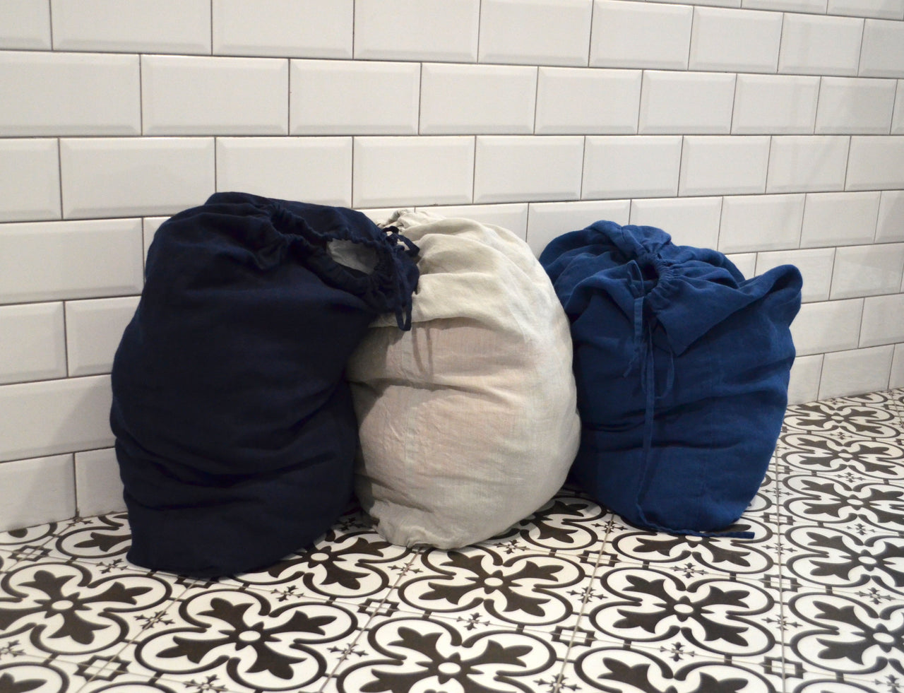 Reusable Grocery Shoulder Bag - Black Linen Shopping Tote - Everyday T