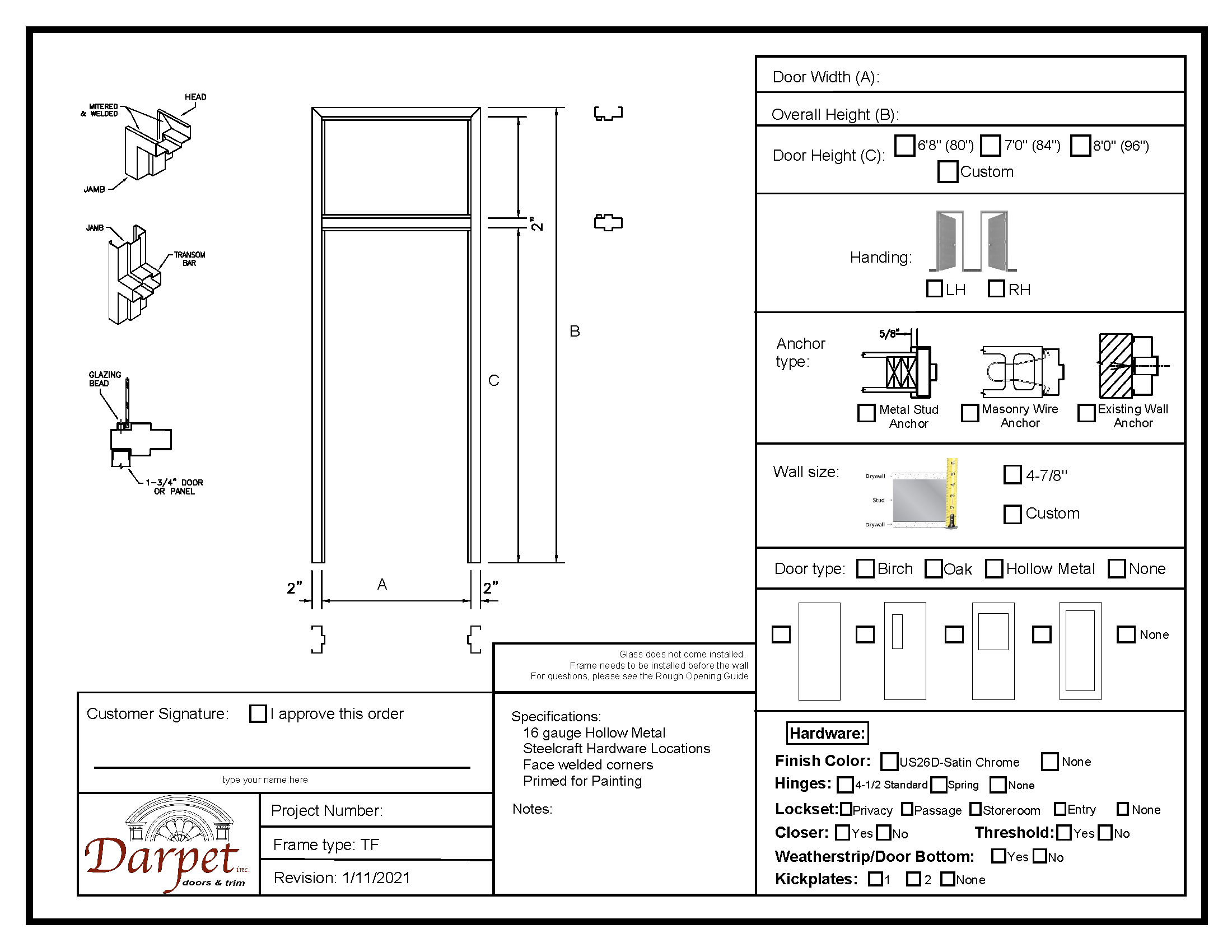 Transom Frame - Model#TF — Darpet Doors & Trim