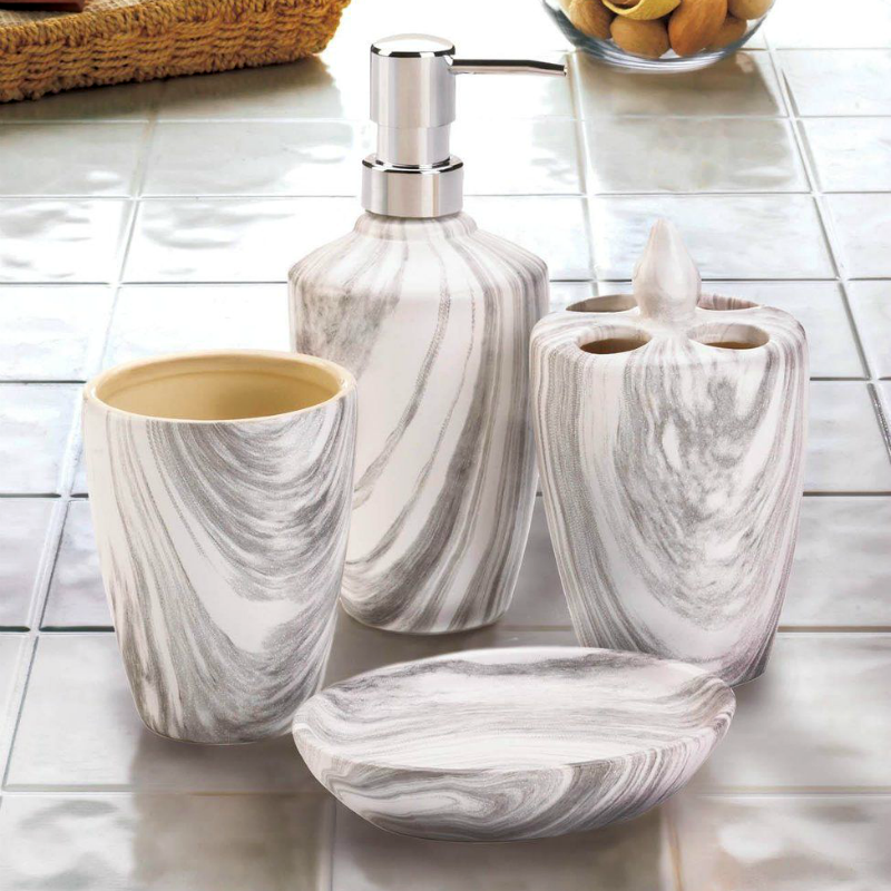 Marble Look Bath Accessory Set 10018749 Baubles N Bling