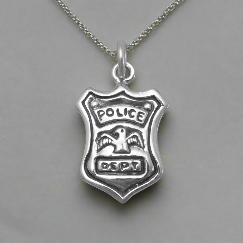 Sterling Silver Police Department Shield Pendant 72953 – Baubles-N-Bling
