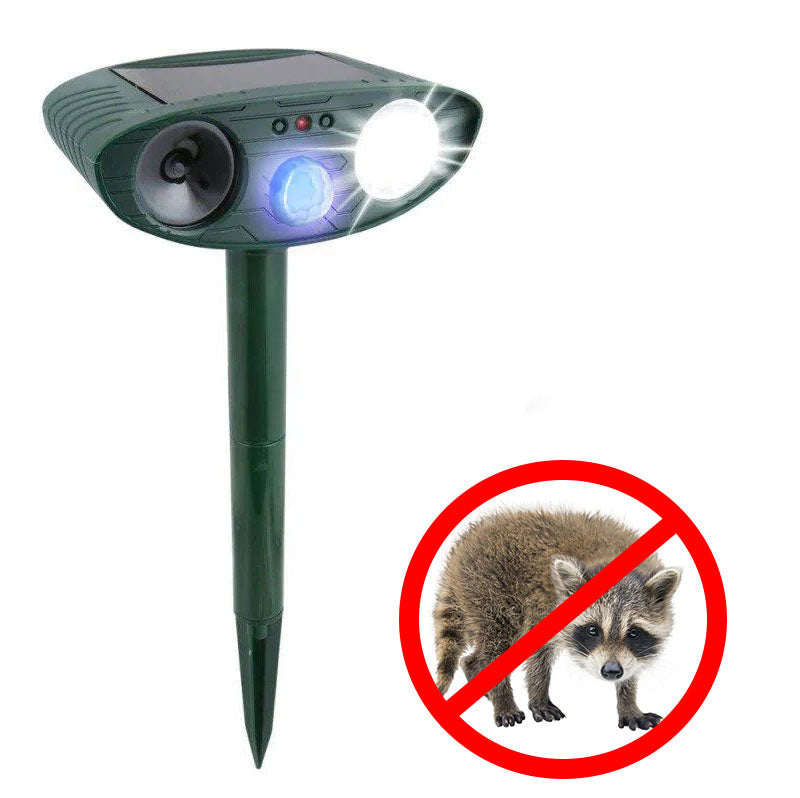 Image of Raccoon Outdoor Ultrasonic Repeller - Solar Powered Ultrasonic Animal & Pest Repellant - Get Rid of Raccoons