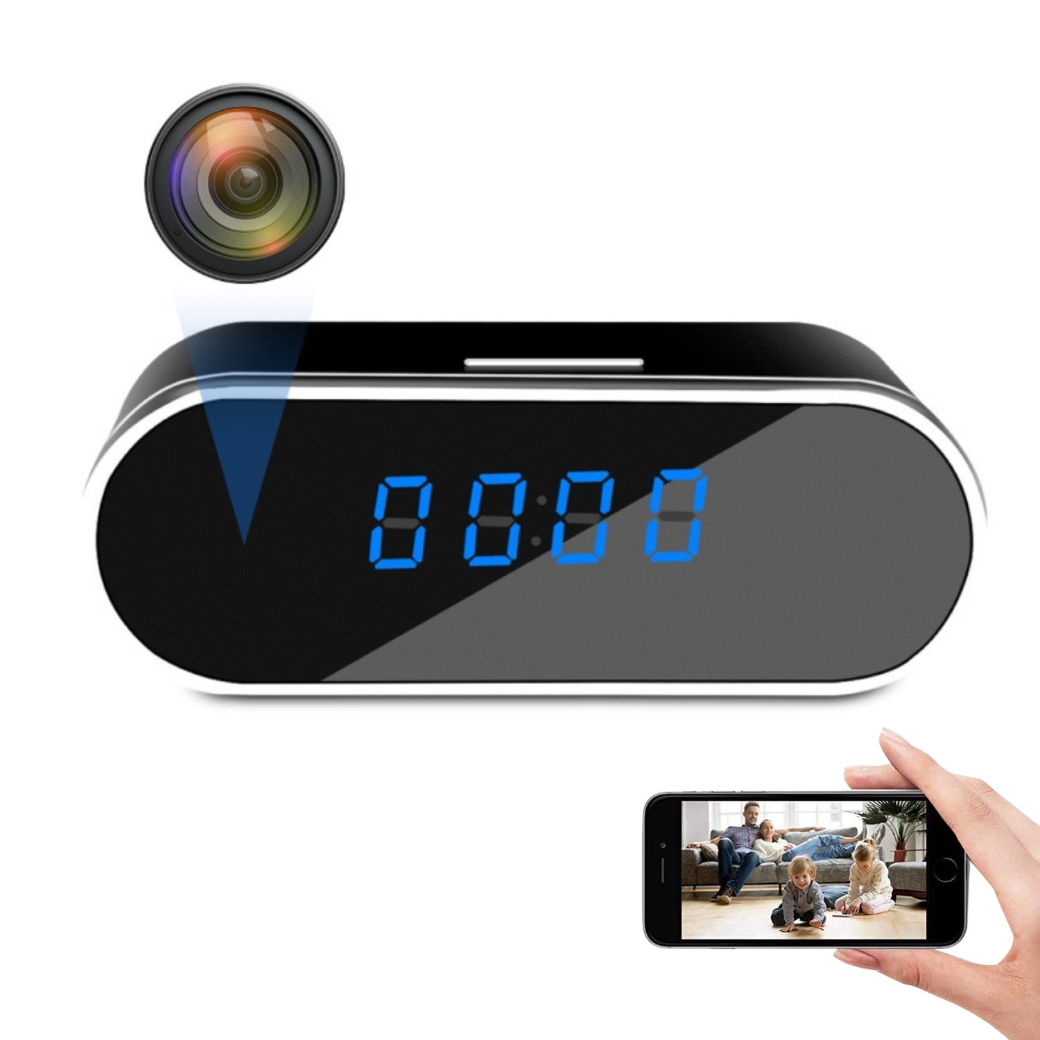 Image of Smart WiFi Security Camera Digital Alarm Clock