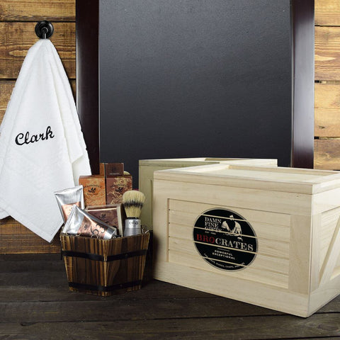 box of mens grooming items