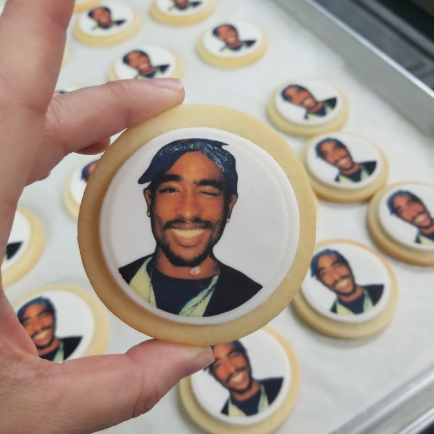 birthday sugar cookie with image of celebrity ready for delivery