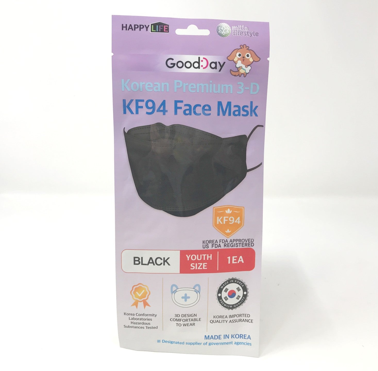 
      Happy Life Good Day KF94 Kids Mask (Black) – Armbrust American
    