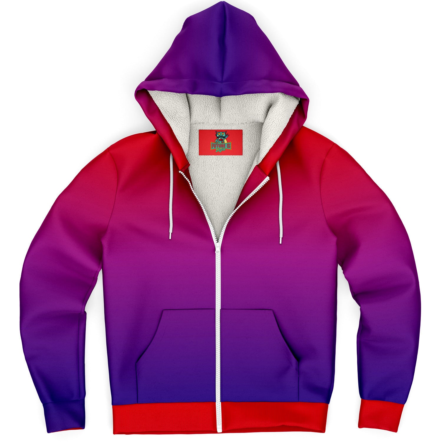 Red blue fade Microfleece Zip hoodie, Rave Hoodie, Festival Hoodie - Future  Is Retro