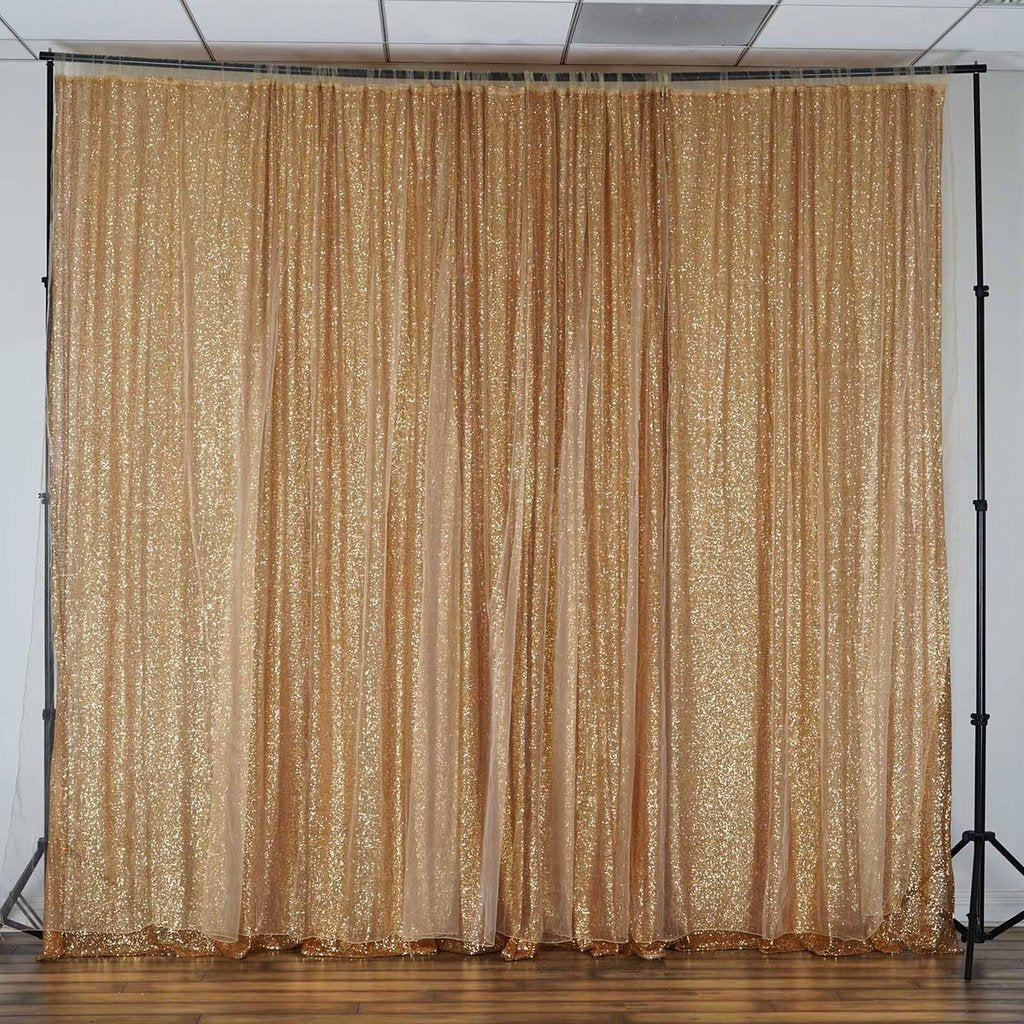 20ft X 10ft Premium Gold Sequin Backdrop Curtain Double Layered With C