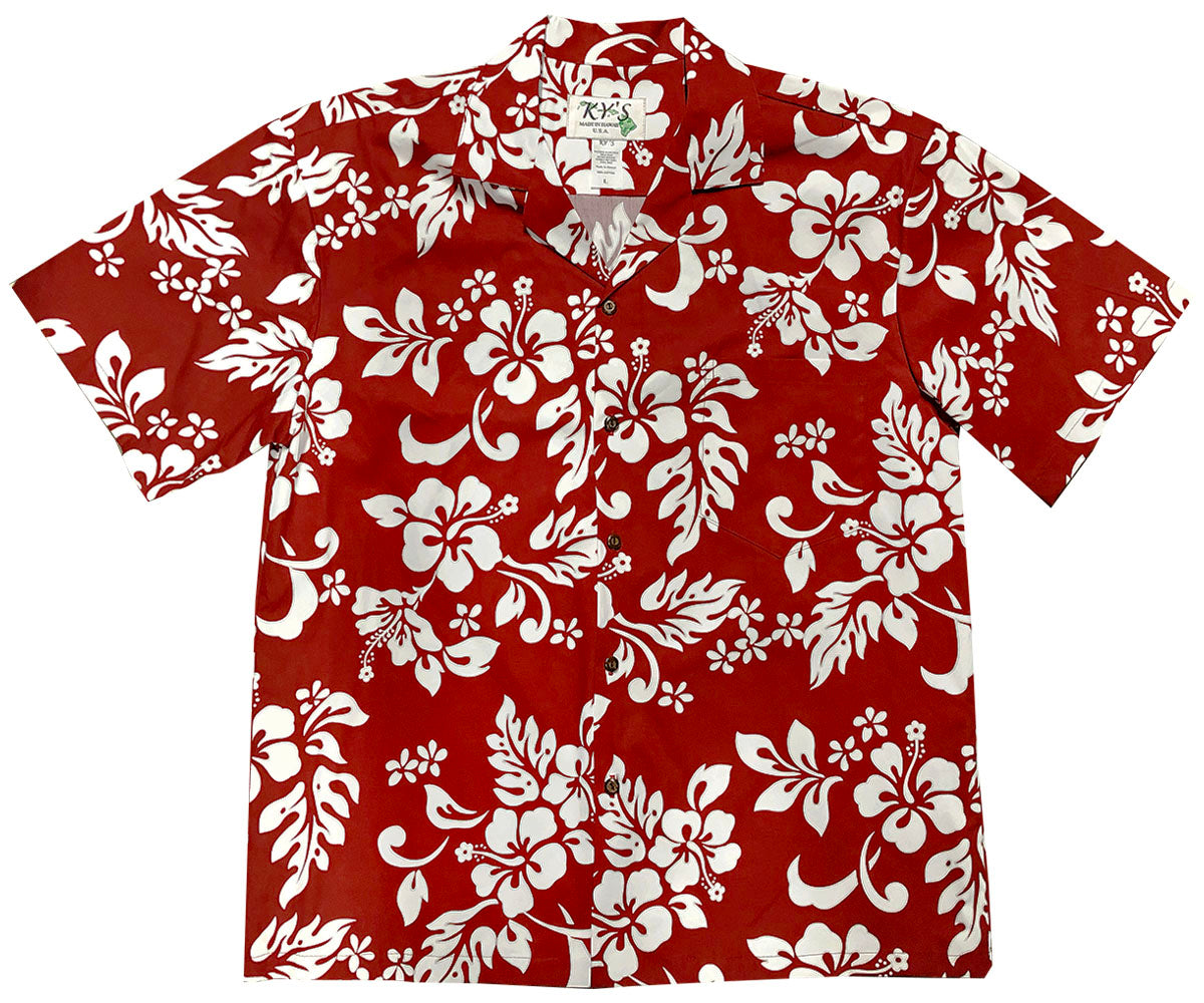 Simple Hibiscus Red Hawaiian Shirt - Hawaiian Shirtopia