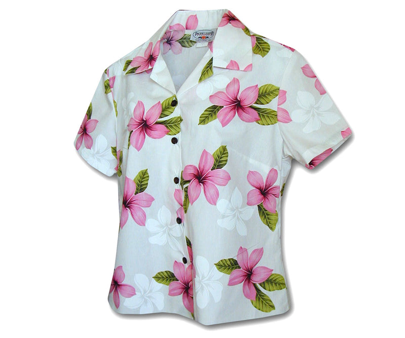 Morning Flower Pink Fitted Women's Hawaiian Shirt - Hawaiian Shirtopia
