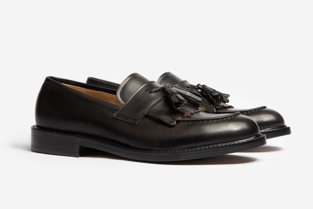 men's black leather tassel loafer