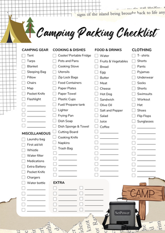 Free Printable Camping Packing Checklist – Setpower