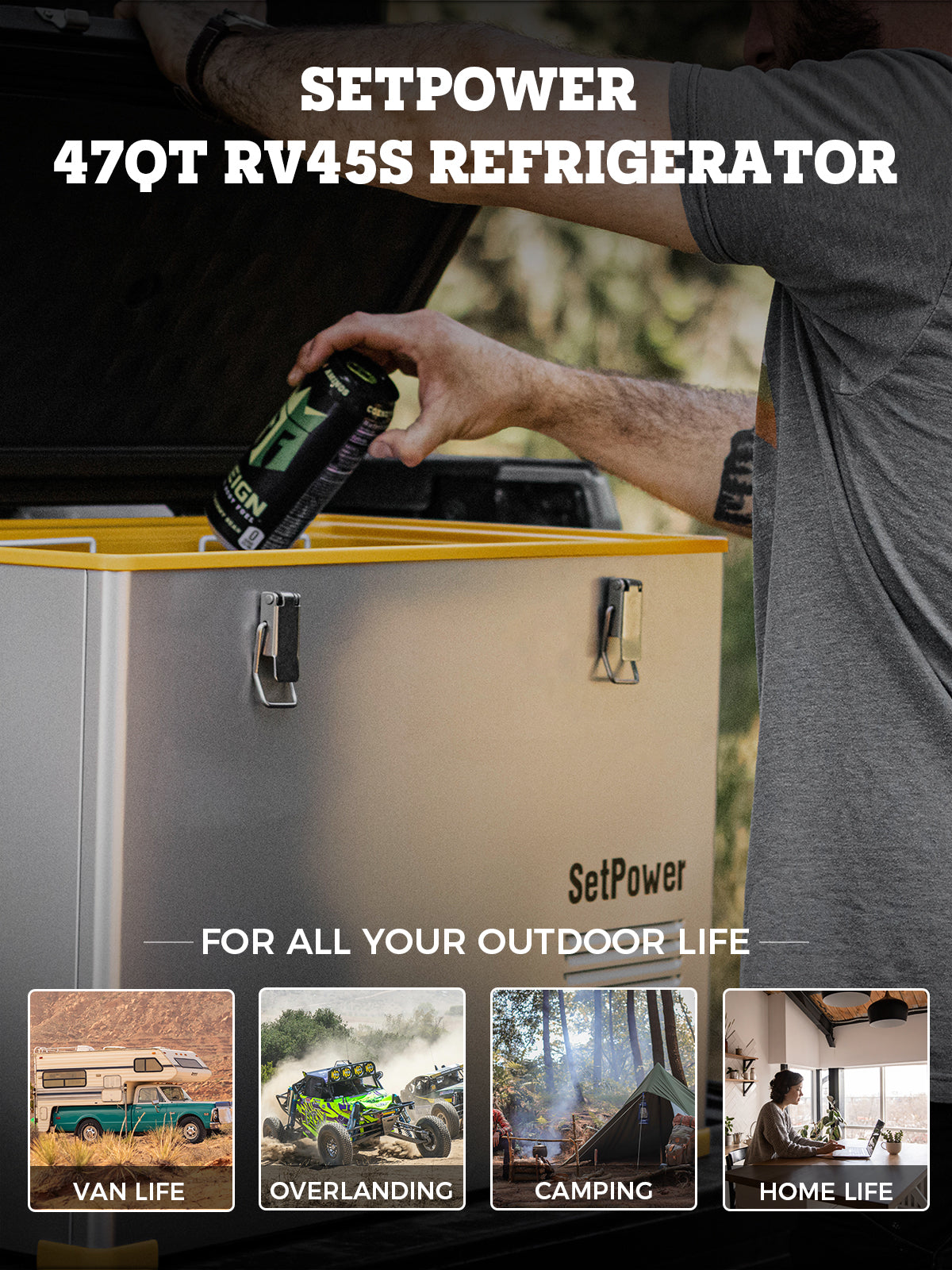 Setpower Car Refrigerator, 45Liter (47qt) RV Refrigerator with 12/24V DC & 110-240V AC, Portable refrigerator freezer fridge cooler For Car, RV, Camping, Travel, Outdoor or Home Use