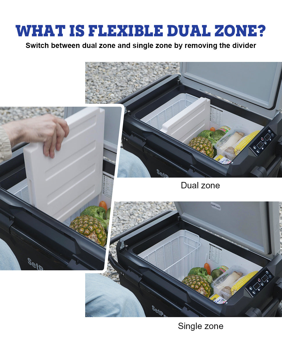 Setpower 45QT Dual Zone 12 Volt Refrigerator With Wheels