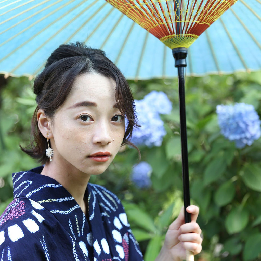 Coordinación Kimono Paraguas Japonés Azul