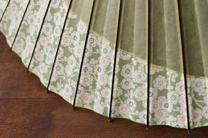 Jano-me gasa (Japanese umbrella) [Moon : young leaf color x floral pattern]