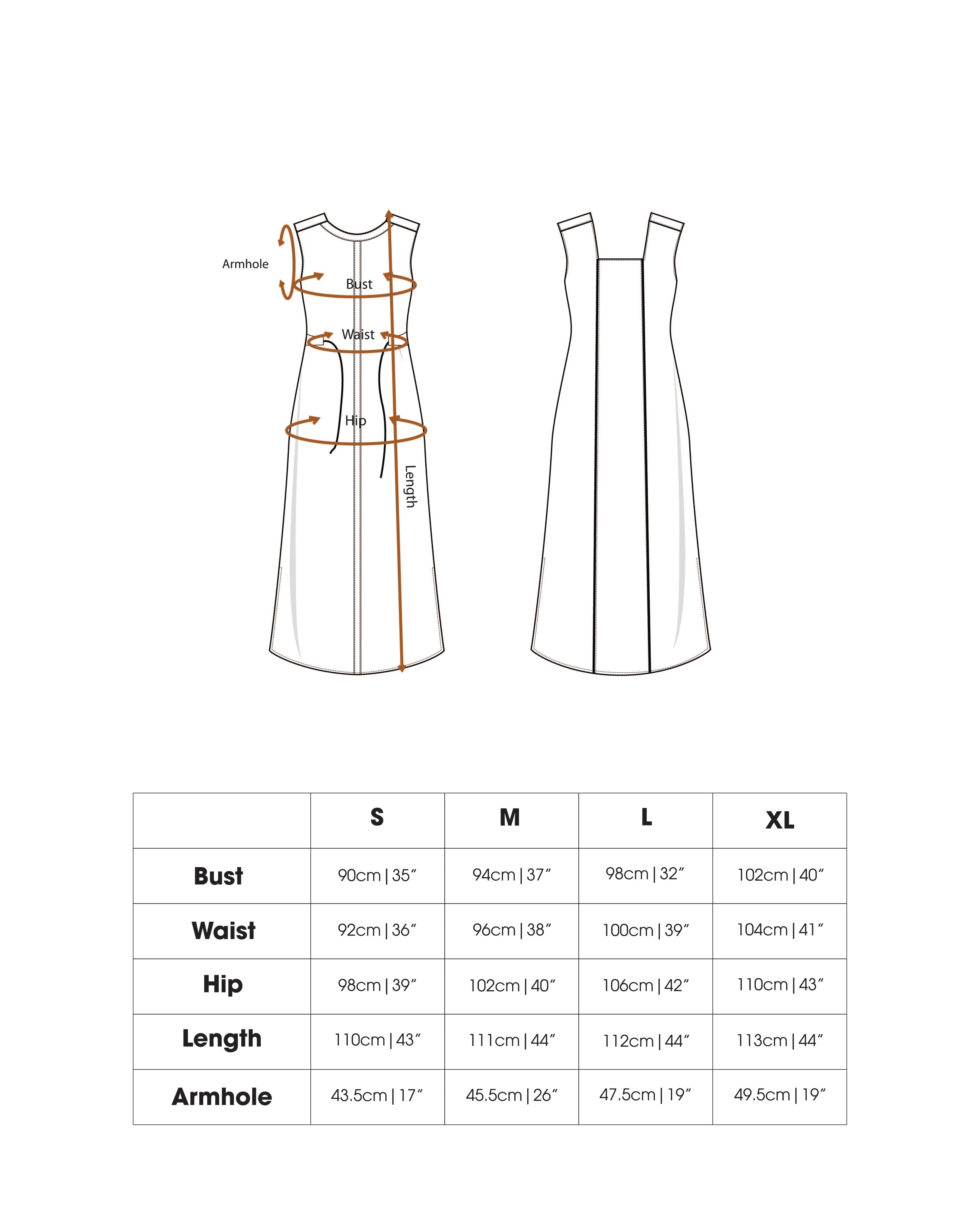 Size Chart Gown/Maxi