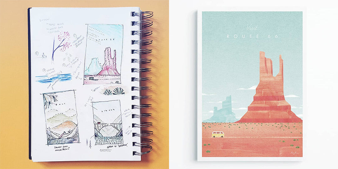 Route 66 Inspiration Sketches and Poster