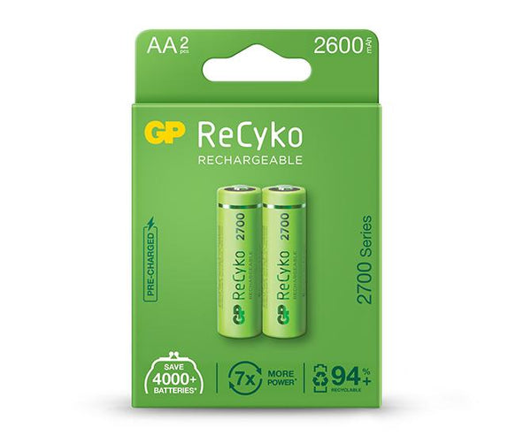 canta frase dañar GP ReCyko 2600mAh AA (Serie 2700, Paquete de 2 pilas) | GP Batteries  Americas