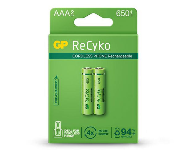Cortar hablar cero GP ReCyko 650mAh AAA (Ideal para Teléfono inalámbrico, Paquete de 2 pi | GP  Batteries Americas