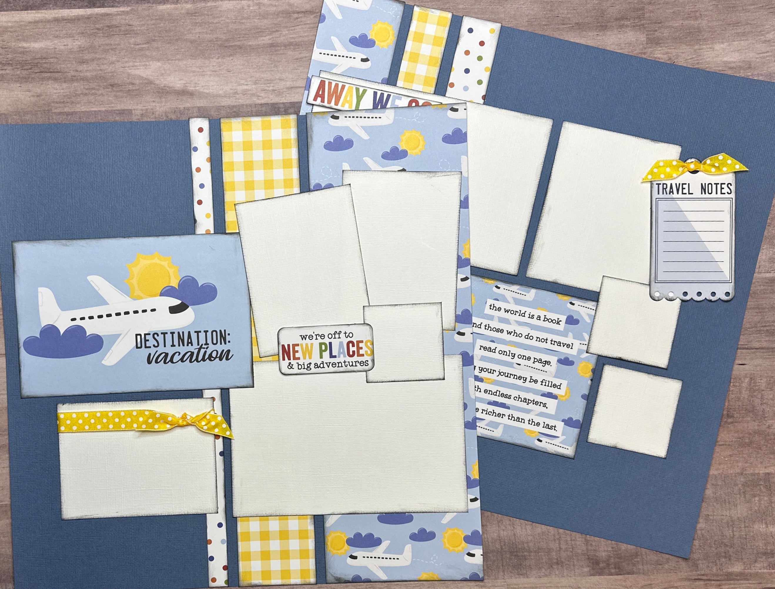 Destination - Vacation, Travel themed 2 page DIY scrapbooking layout Kit, Born To Travel Echo Park