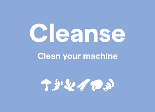 Clover Cleanse - Clean your machine, shown with blend illustrations