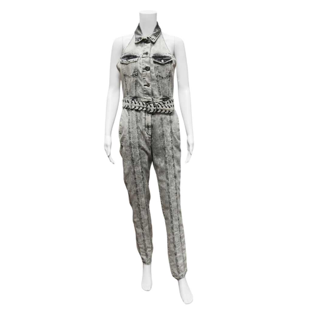 image of Ben Acid Wash Halter Jumpsuit