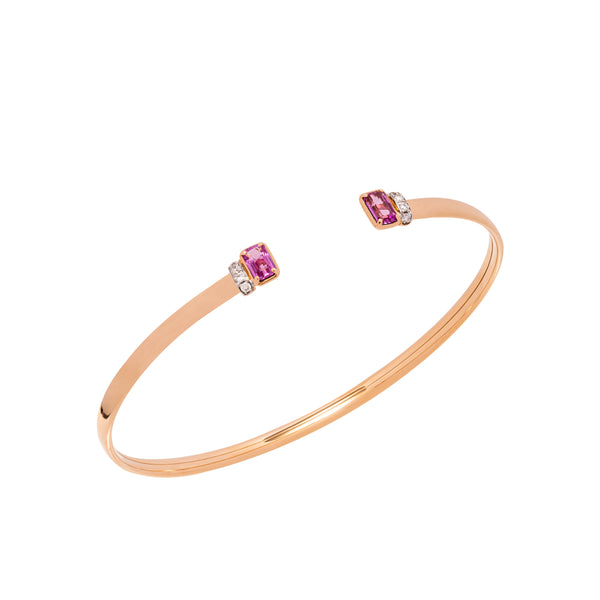 Diamond and sapphire bracelet. Pink sapphire bracelet. Bangle Bracelet