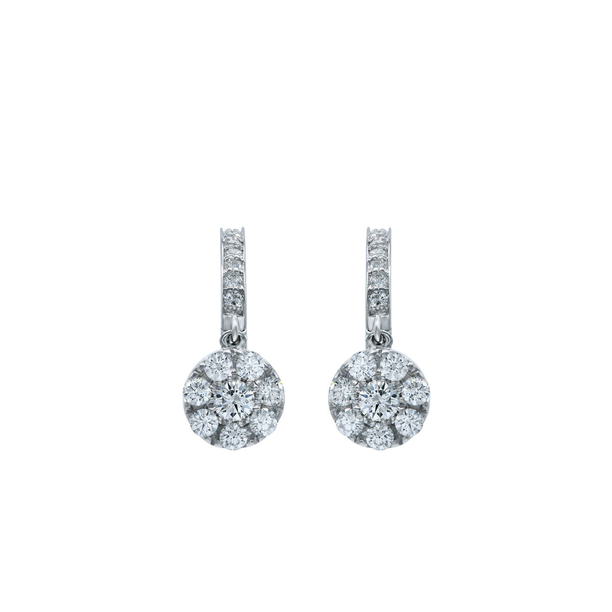 18ct White Gold Diamond Hoop Earrings | Aspinal