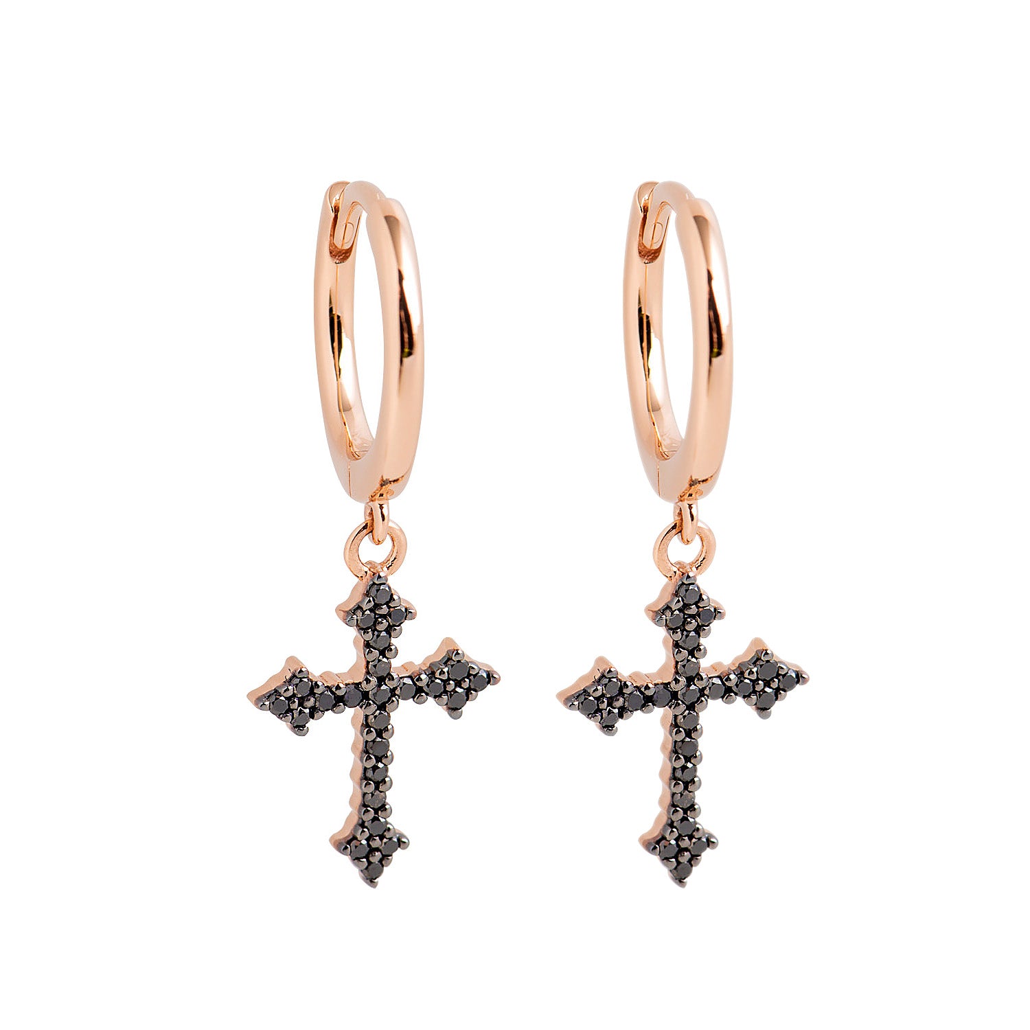 Black Diamond Cross Earring