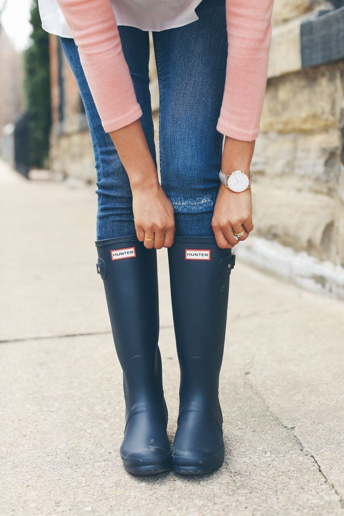 womens navy hunter boots