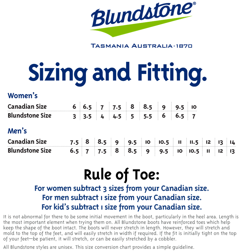 blundstone sizing us