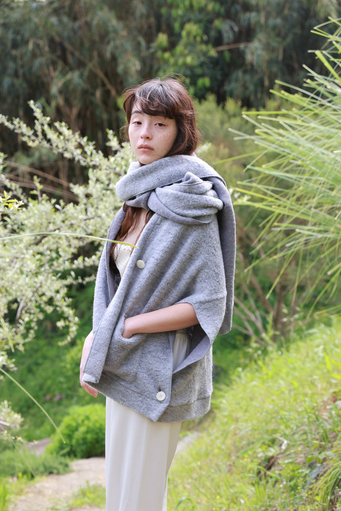 papier Muffler Poncho/ivory 2022FW-