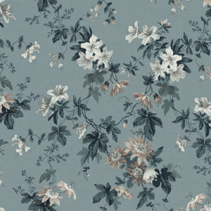 Floral Wallpaper - Sandra Misty Blue (Mural)