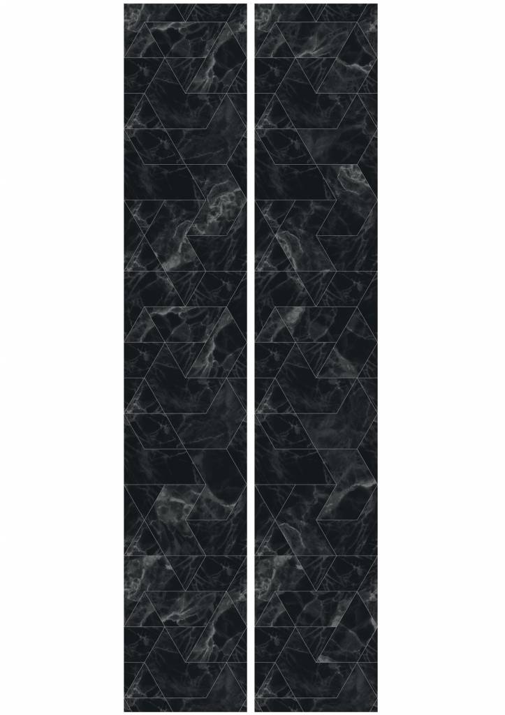Behang - Geometrisch Marmer, Zwart – Summer