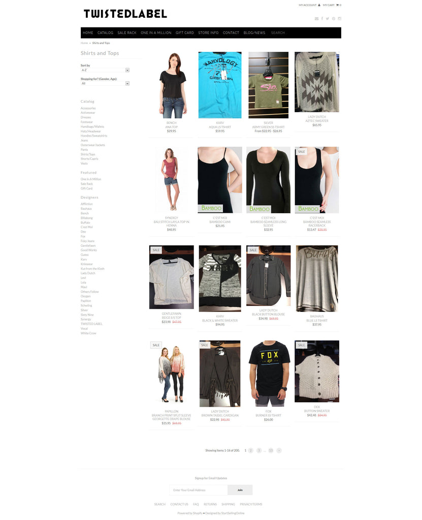 Twisted Label Shopify Features