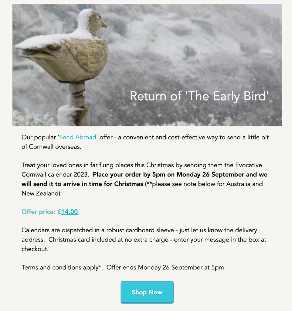 Return of the Early Bird postage offer
