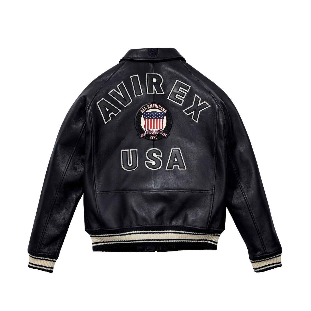 Avirex Icon Leather Jacket (Jet Black)