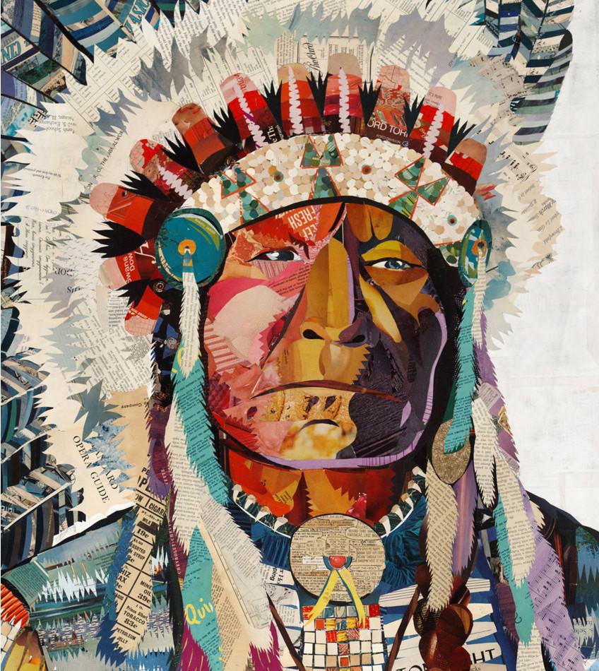 American Heritage Chief Paper Collage Art | Dolan Geiman