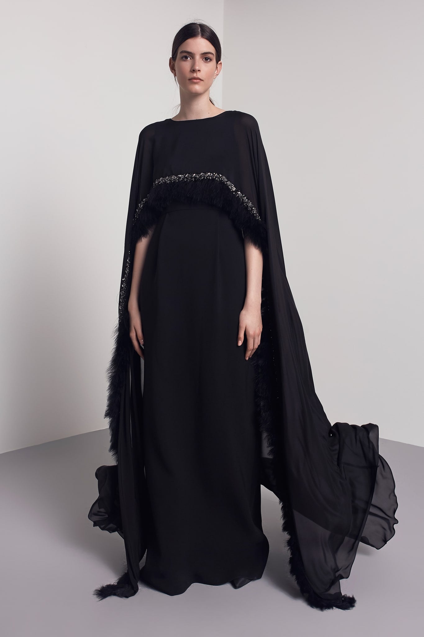 Machka Fur Detail Cape Maxi Dress Black – Wardrobe Fashion KW