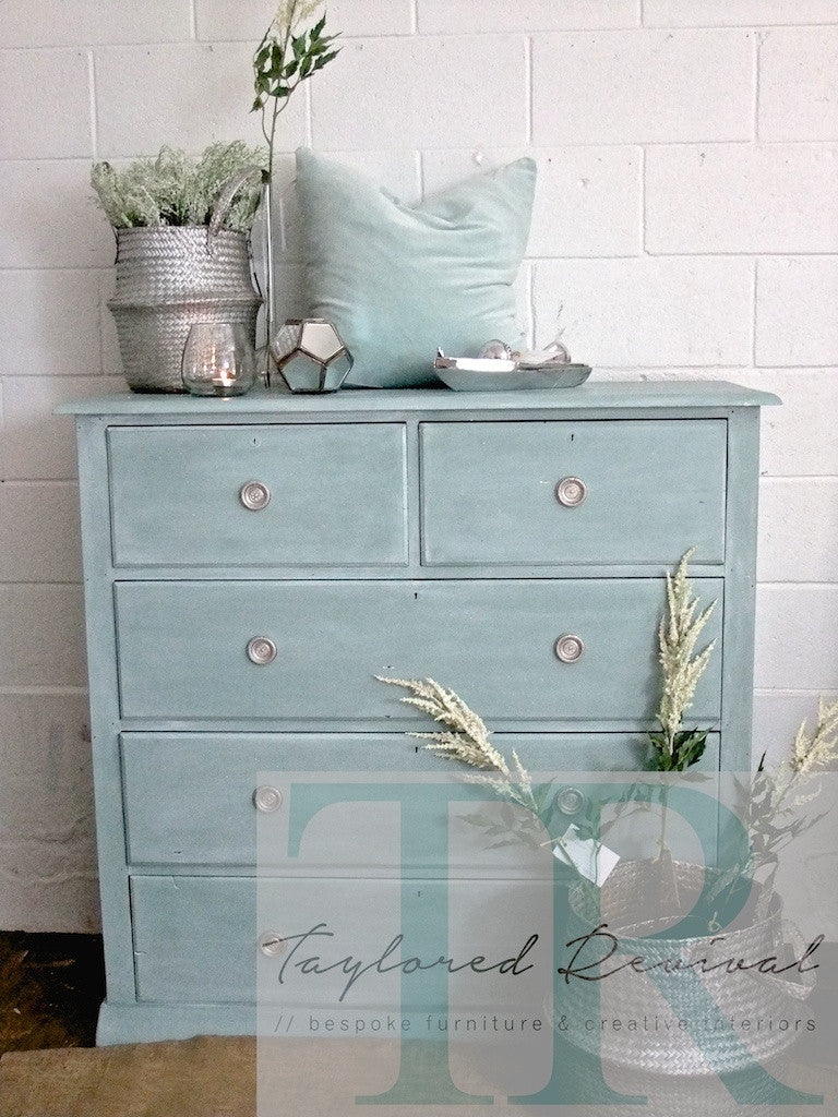 Commissioned Drawers Duck Egg Blue Drawers With White Wash