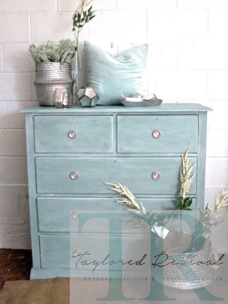 Commissioned Drawers Duck Egg Blue Drawers With White Wash